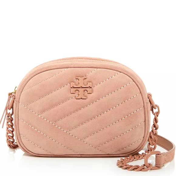 NWT $358 Tory Burch Kira Small Quilted Suede Camera Crossbody